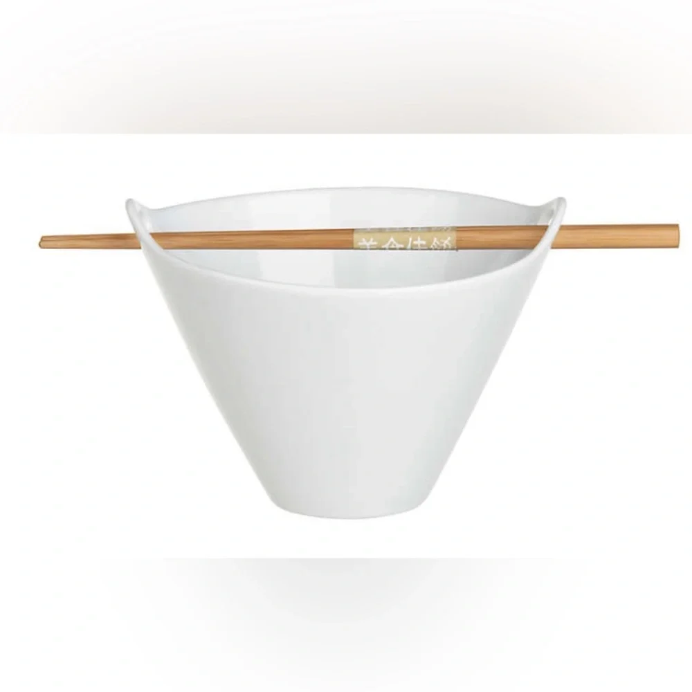 Crate & Barrel white porcelain noodle bowl **chopsticks not included